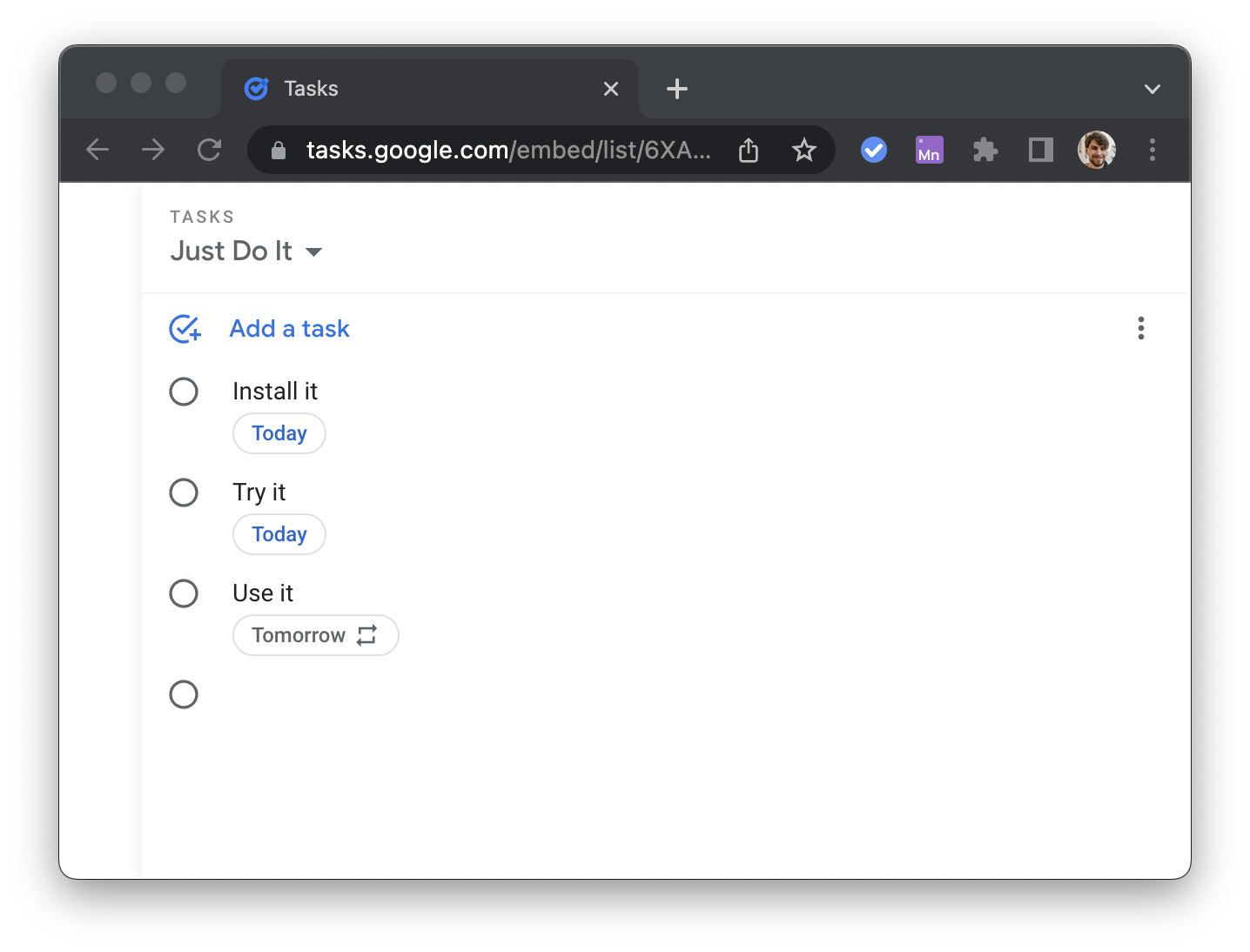 Button for Google Tasks screenshot